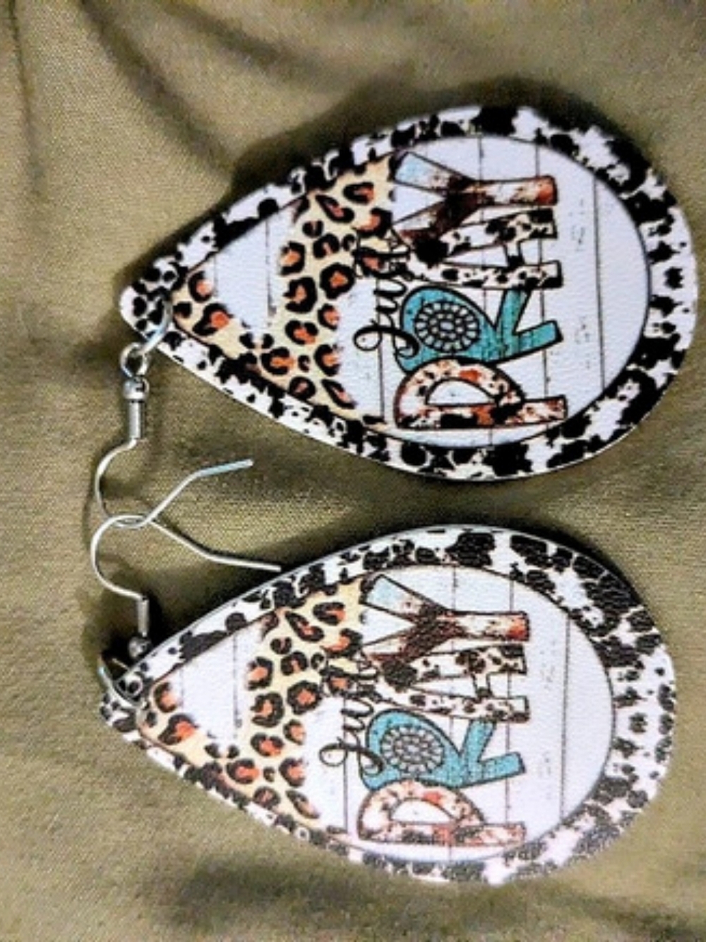 Animal Print Dangle Earrings in White & Black